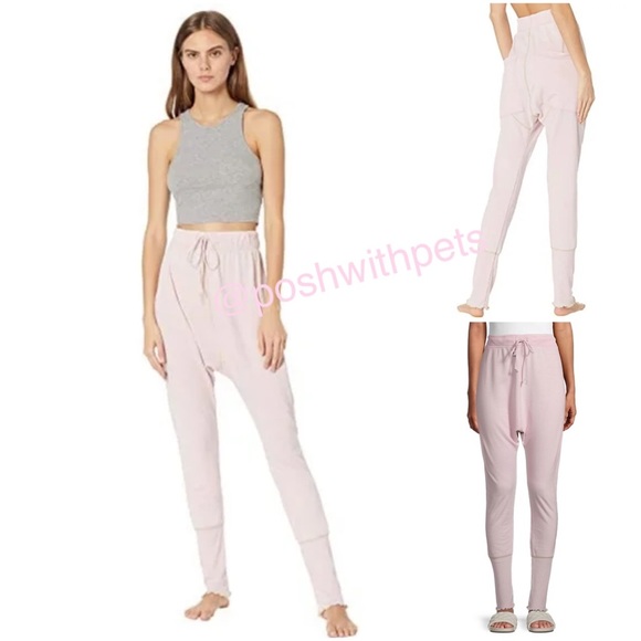 Free People NWT Cozy All Day Harem Leggings Joggers Drawstring Pink Small New - Picture 1 of 11